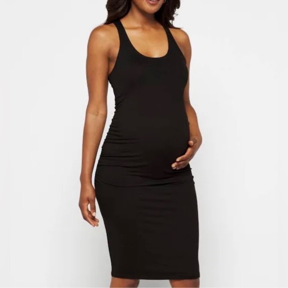 NWT MARKET & SPRUCE Stitch Fix Black Ren Maternity Racerback Midi Dress